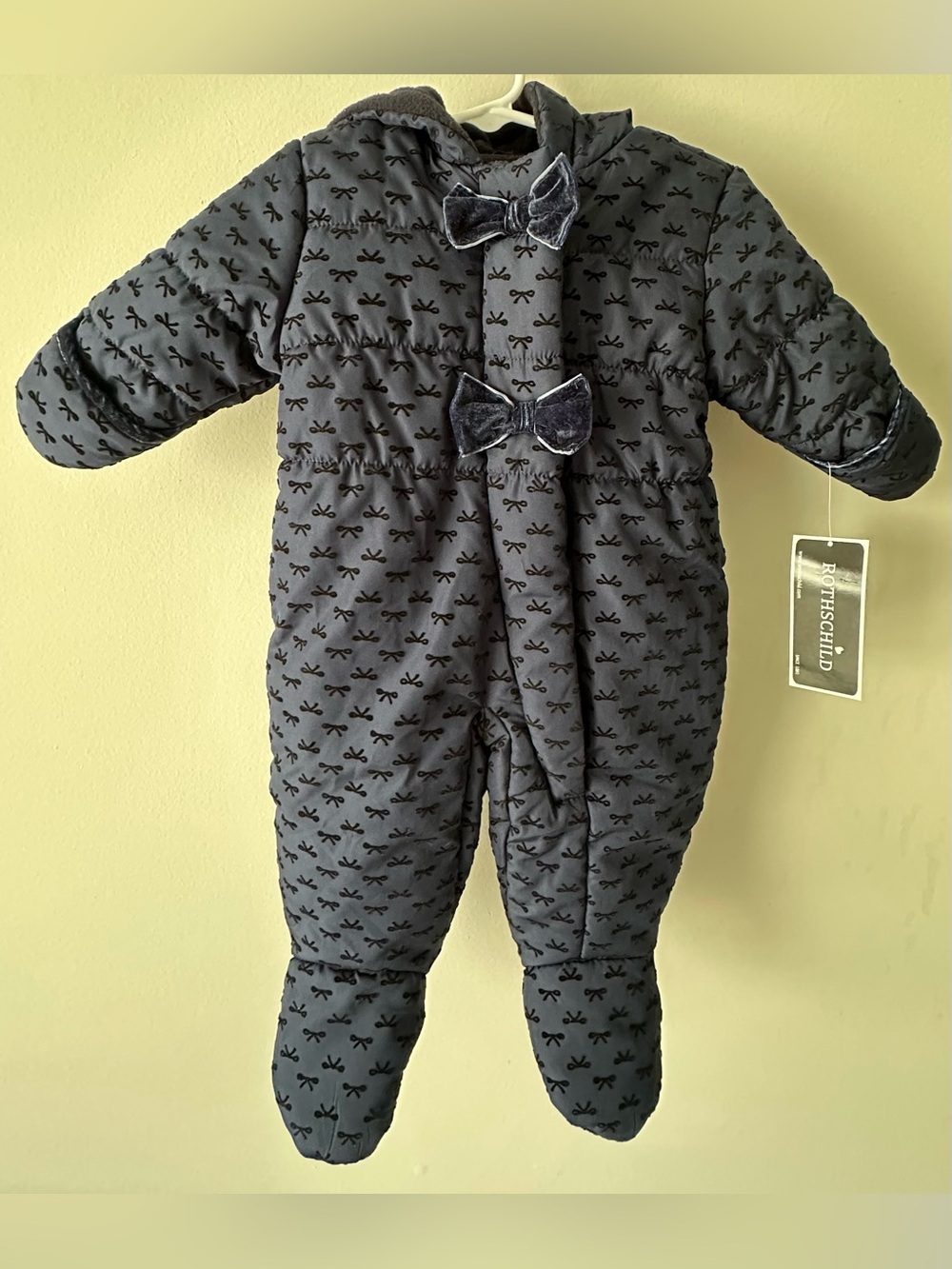 NWT Rothschild 3-6 months navy Pram One-Piece Hooded Snowsuit